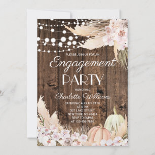 Invitation Fête de fiançailles florale boho automnale rustiqu