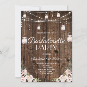 Invitation Fête de Fiançailles Florale Bois Rustique Rose