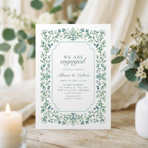 Invitation Fête de fiançailles florale botanique vintage Sage