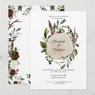 Invitation Fête de fiançailles florale de campagne rustique