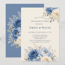 Fête de fiançailles florale rose bleue et crème