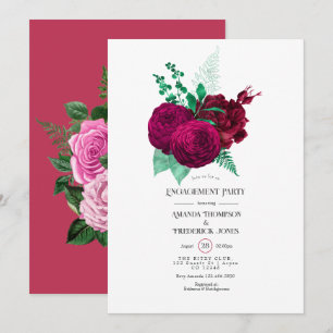 Invitation Fête de fiançailles florale Viva Magenta