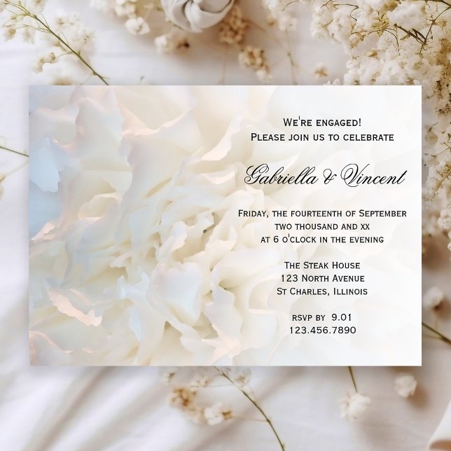 Invitation Fête de fiançailles florales blanches (Créateur téléchargé)