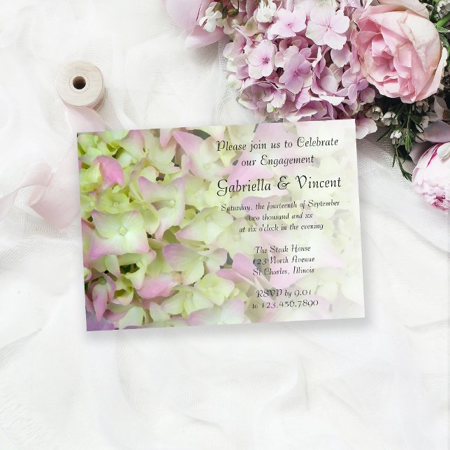 Invitation Fête de fiançailles florales de Hydrangea presque  (Créateur téléchargé)