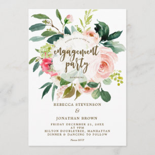 Invitation fête de fiançailles florales rose