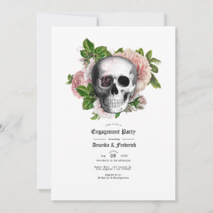Invitation Fête de fiançailles gothique florale rose