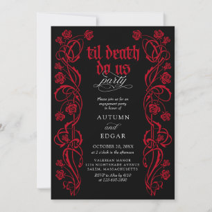 Invitation Fête de fiançailles gothiques jusqu'à la mort