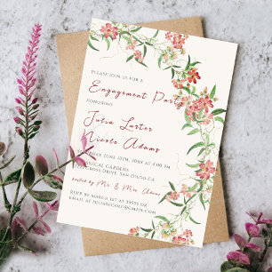 Invitation Fête de fiançailles Guirlande de printemps Rose Fl