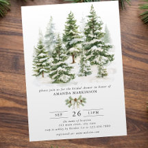 Fête de fiançailles hivernale à l'aquarelle Evergr