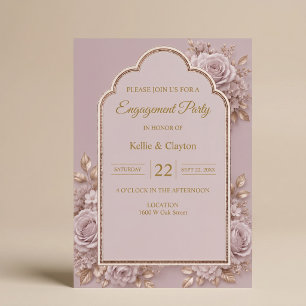 Invitation Fête de fiançailles mauve floral