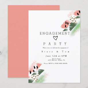 Invitation Fête de fiançailles minimaliste avec pinceau pastè