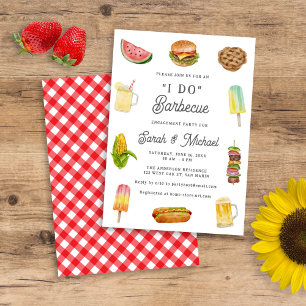 Invitation Fête de fiançailles moderne barbecue aquarelle