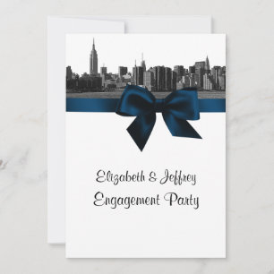 Invitation Fête de fiançailles Navy avec silhouette de NYC en