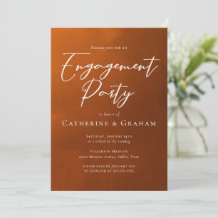 Invitation Fête de fiançailles orange brûlé rustique