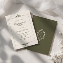 Fête de fiançailles ovale crest old money vert oli