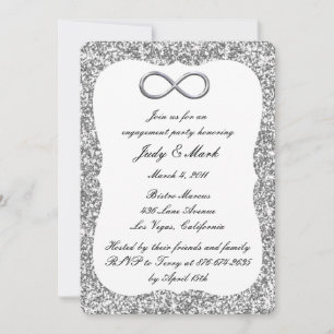 Invitation Fête de fiançailles Paillettes d'argent Infinity