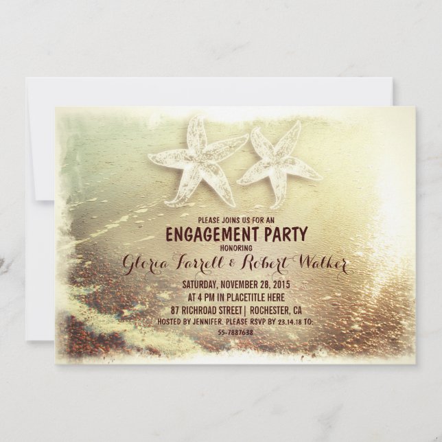 Invitation Fête de fiançailles pour le couple Starfish et la  (Devant)