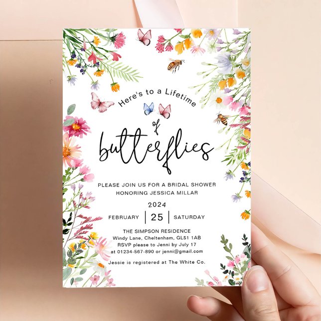 Invitation Fête de Fiançailles Printanière Papillon Fleurs Sa (Créateur téléchargé)
