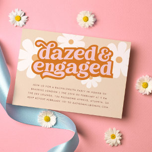 Invitation Fête de Fiançailles Retro Daisy Éperdue & Fiancée 