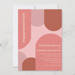Invitation Fête de Fiançailles Rose Corail Arches Rétro
