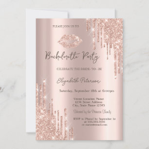 Invitation Fête de Fiançailles Rose Gold Lips Dégoulinant de 