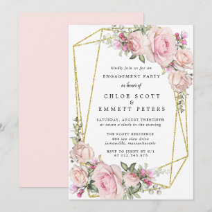 Invitation Fête de fiançailles rose pâle