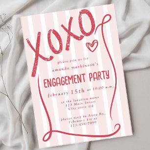 Invitation Fête de fiançailles rose XOXO dessinée à la main