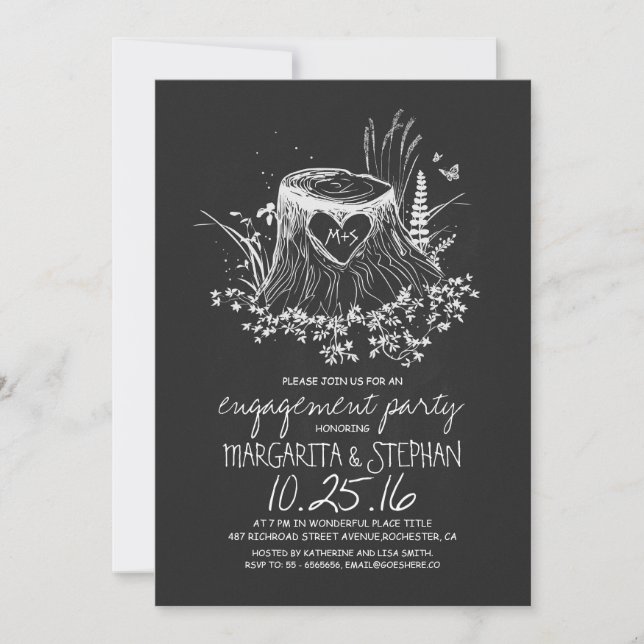 Invitation Fête de fiançailles rustique du tableau de bord du (Devant)