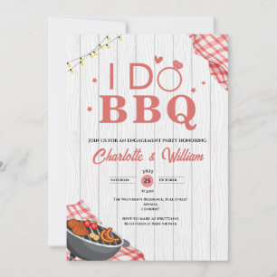 Invitation Fête de fiançailles rustique 'Je fais du BBQ'