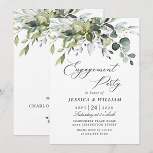 Invitation Fête de fiançailles simplement élégante Eucalyptus