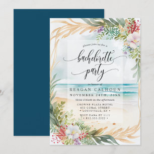 Invitation Fête de Fiançailles sur la Plage à l'Aquarelle