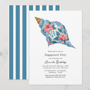 Invitation Fête de fiançailles sur la plage côtière aux motif