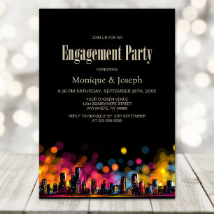 Invitation Fête de fiançailles sur un paysage urbain