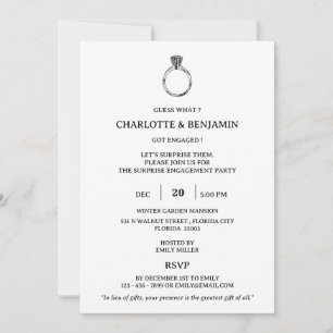 Invitation Fête de fiançailles surprise minimaliste