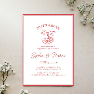 Invitation Fête de Fiançailles That's Amore Pâtes Italiennes