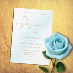 Invitation Fête de fiançailles Vague de peinture à l'eau bleu