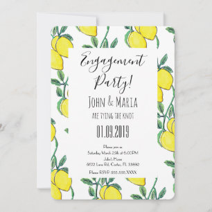 Invitation Fête de fiançailles Verte Citron Aquarelle
