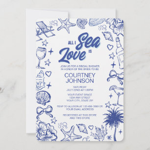 Invitation Fête de Fiançailles Whimsical Blue Tout ce que je