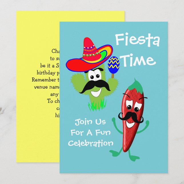 Invitation Fête de Fiesta à l'ambiance mexicaine (Devant / Derrière)