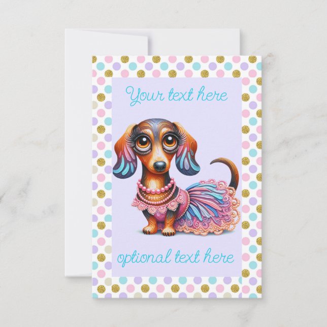 Invitation Fête de fille Dachshund texturée (Devant)