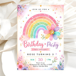 Invitation Fête de fille pastel aquarelle