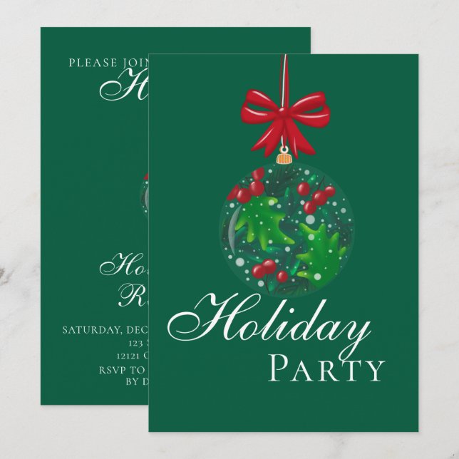 Invitation Fête de fin d'année Boule à neige de Pays merveill (Devant / Derrière)