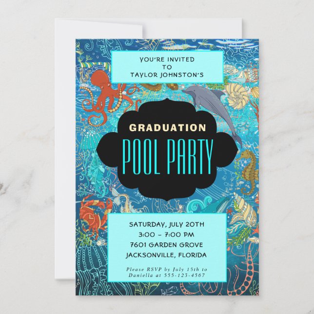 Invitation Fête de fin d'année de la vie marine Océanique Pis (Devant)