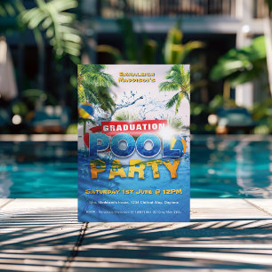 Invitation Fête de fin d'année d'été au bassin avec photo