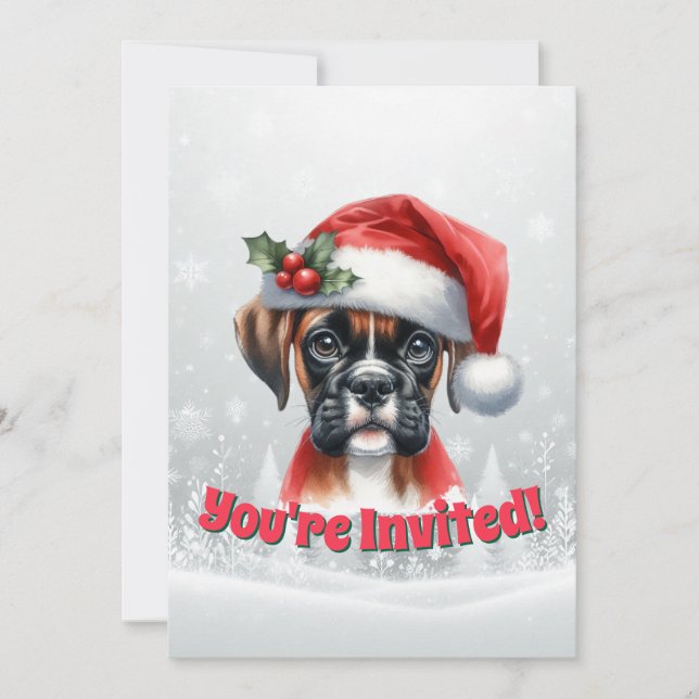 Invitation Fête de fin d'année Jingle Paws et Boxer Dog Joy (Devant)