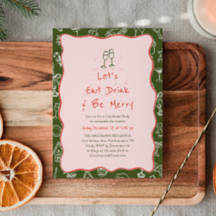 Invitation Fête de fin d'année Manger Boire & Se Réjouir Dess