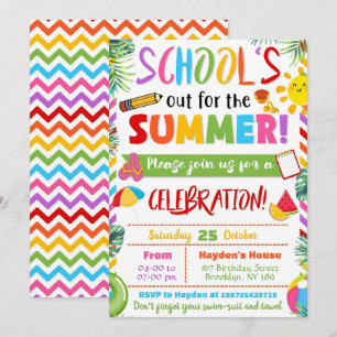 Invitation Fête de fin d'année scolaire modifiable Fête de dé
