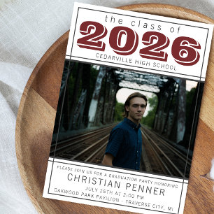 Invitation Fête de fin d'études 2026 Photo Marron