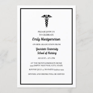 Invitation Fête de fin d'études à l'école d'infirmières noir