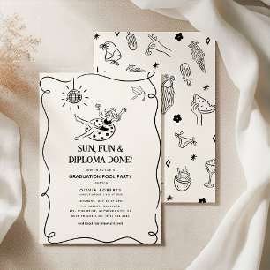 Invitation Fête de fin d'études au bord de la piscine avec do